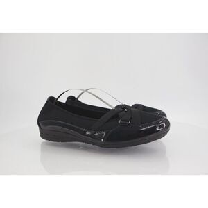 Earth Spirit Loafer Women's Size 9.5 Black Leather  Fabric Slip On Flat Shoe